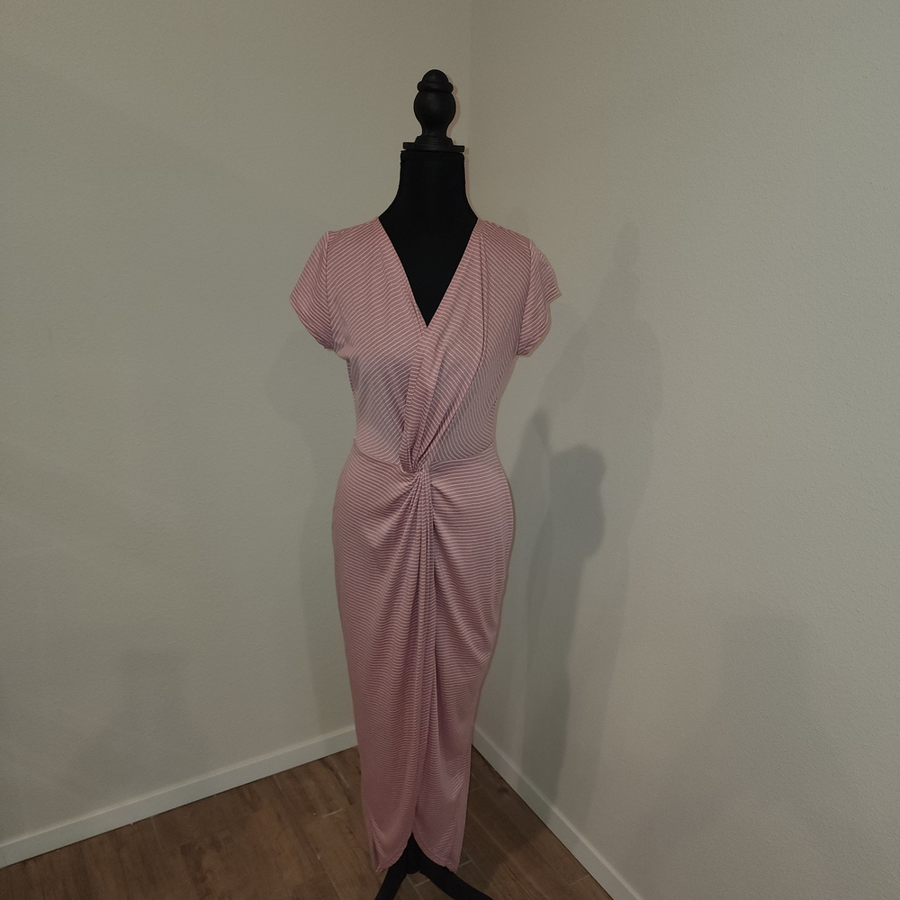 Rolla Coster Pink And White Striped Twist HiLo Dress